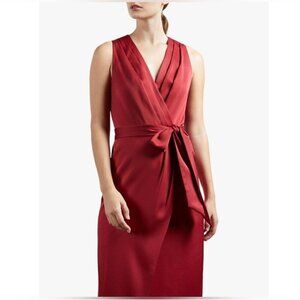 NWT Ted Baker London Dress Ted’s Size 6 Red Fixed Wrap Midi Dress